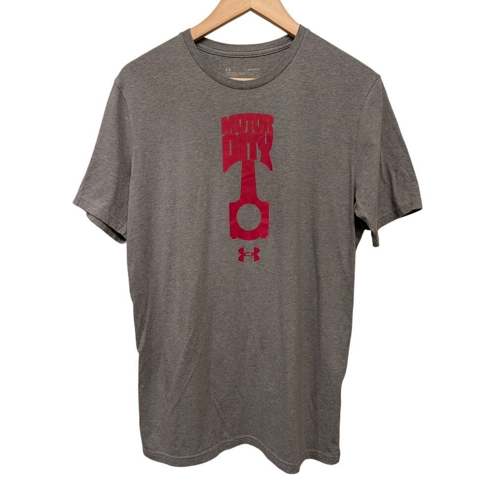 Under Armour Heat Gear‎ Loose Fit Motor City Crewneck T-Shirt Gray Mens Medium